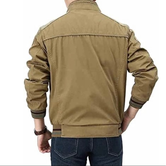 2XL NEW Tebreux Men's Winter Fall Long Sleeve Jacket  Brown Bomber Outdoor Tan - Picture 9 of 12